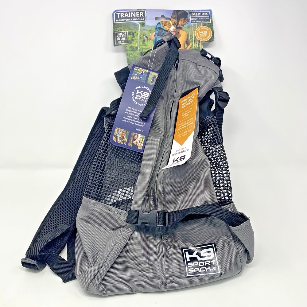 New K9 Sport Sack Trainer Puppy and Small Dog Pet Carrier Size Medium Gray